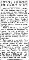 Charles Belzer Death Notice
